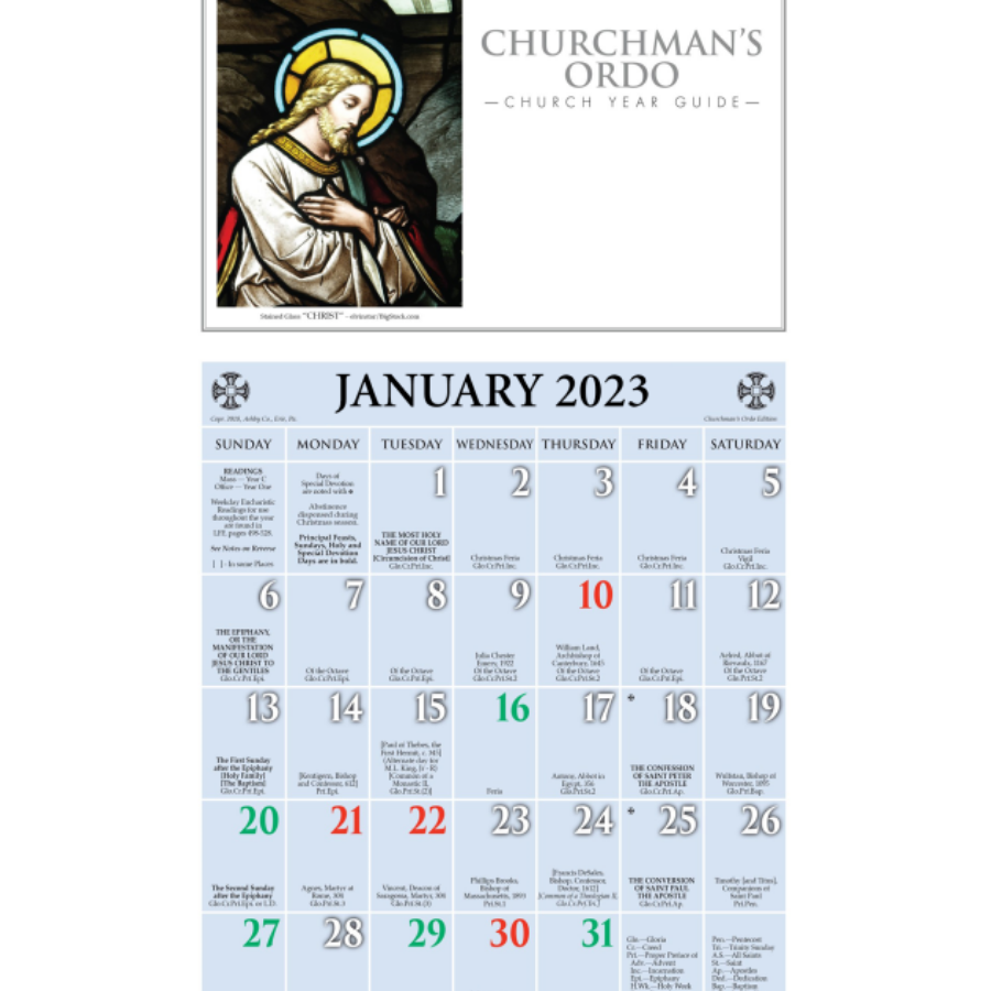 Calendar 2023 Churchman's Ordo Kalendar ST. MARK'S BOOKSTORE